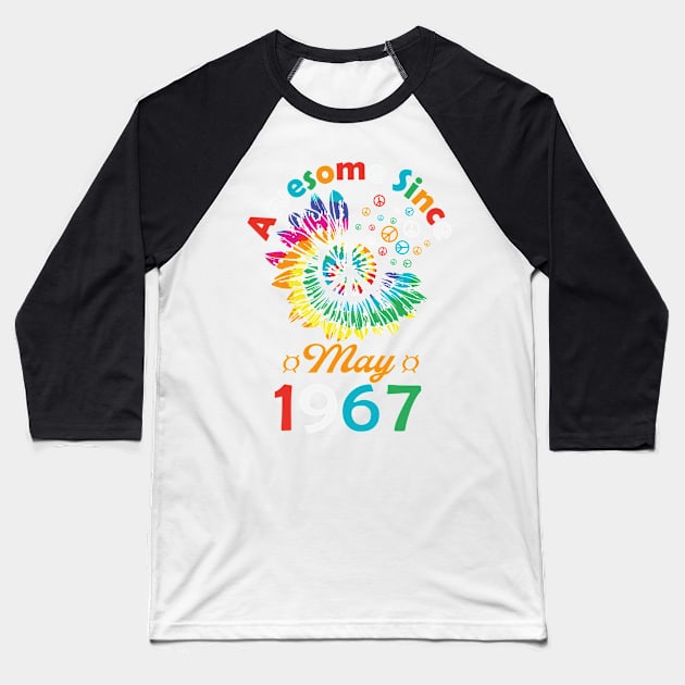 Funny Birthday Quote, Awesome Since May 1967, Retro Birthday Baseball T-Shirt by Estrytee